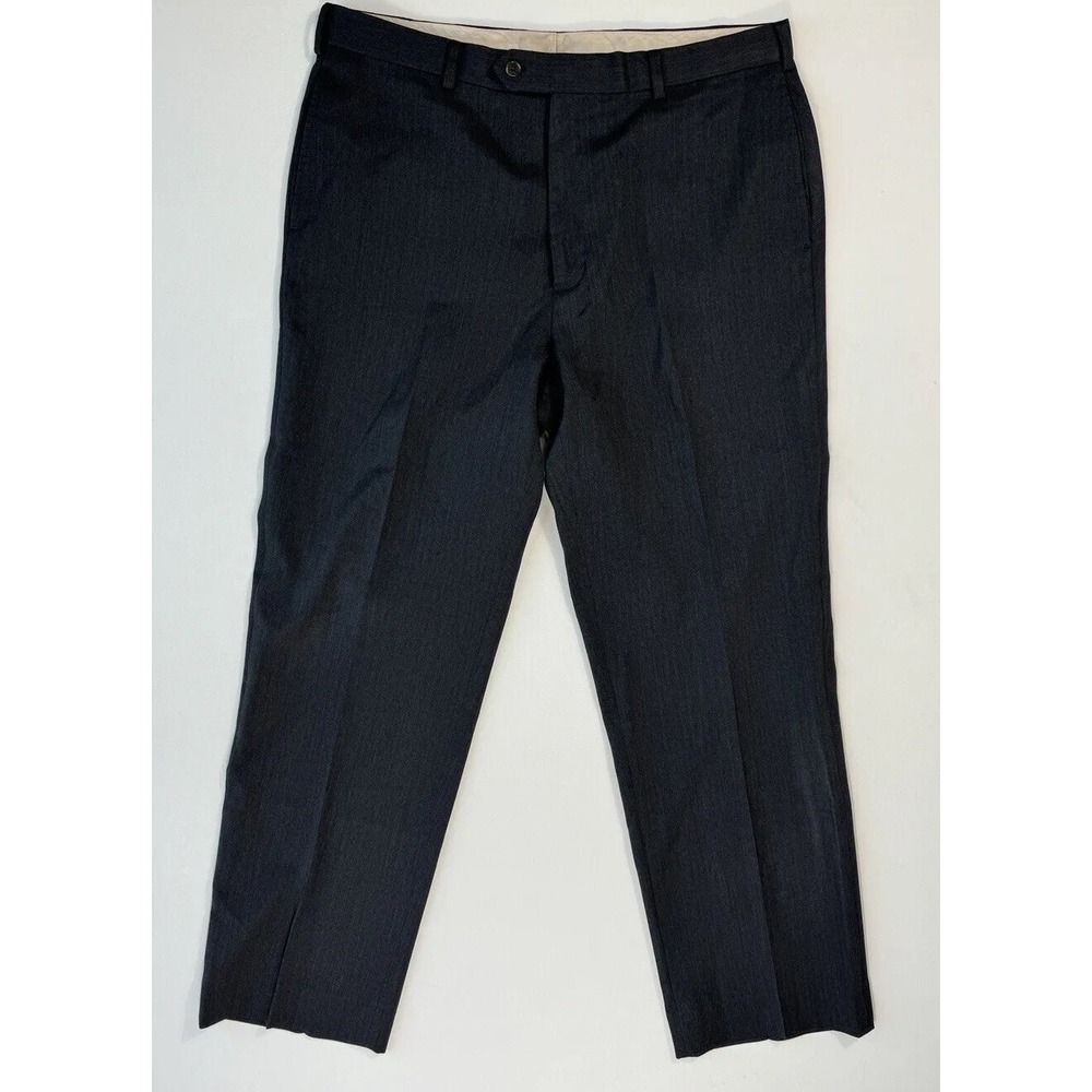 Brooks Brothers 1818 Madison Gray Wool Dress Pants Mens 37x32 Flat Front Cuffed
